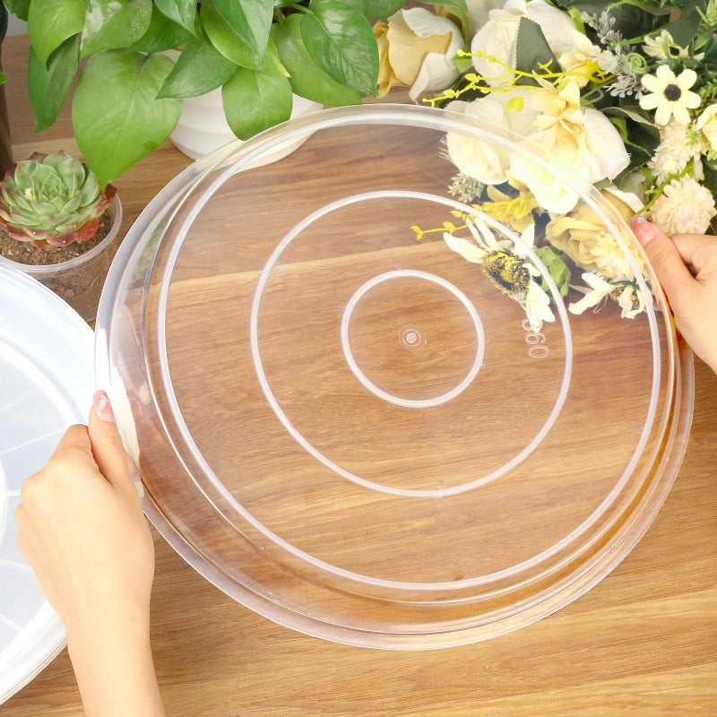 FUIJOL 6 Pack Clear Plant Suacer 4 6 8 10 12 14 16 18 20 Inch  Durable Plant Drip Trays Saucers for Pots  No Holes Water Catcher Trays for Indoor Outdoor Planter  Sturdy Base Plate(6""  Clear) - Image 5